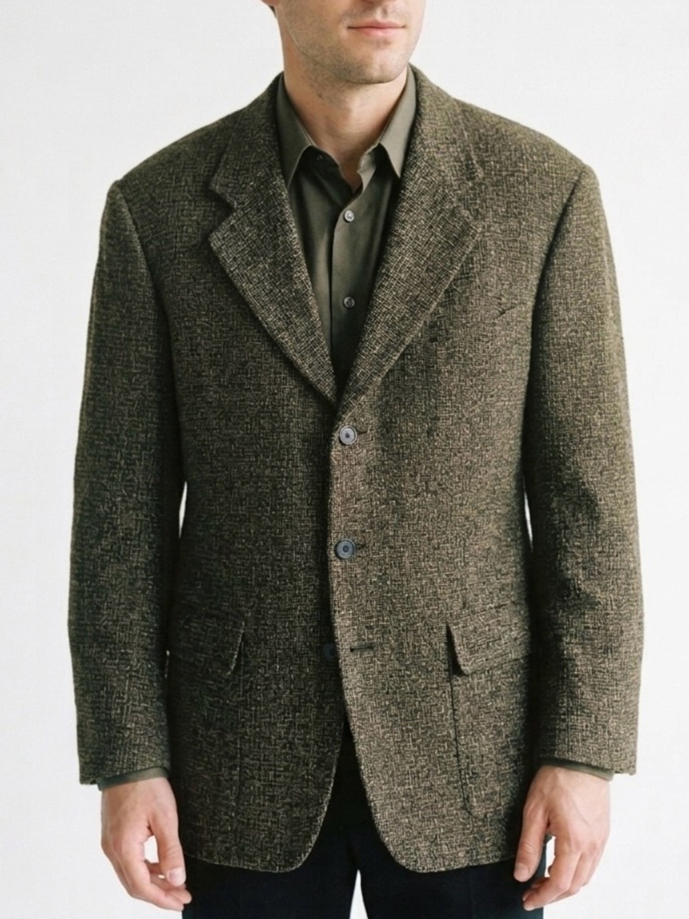 Giorgio Armani Le Collezioni Vintage Three Button Wool Blazer Size 40R Brown 80s